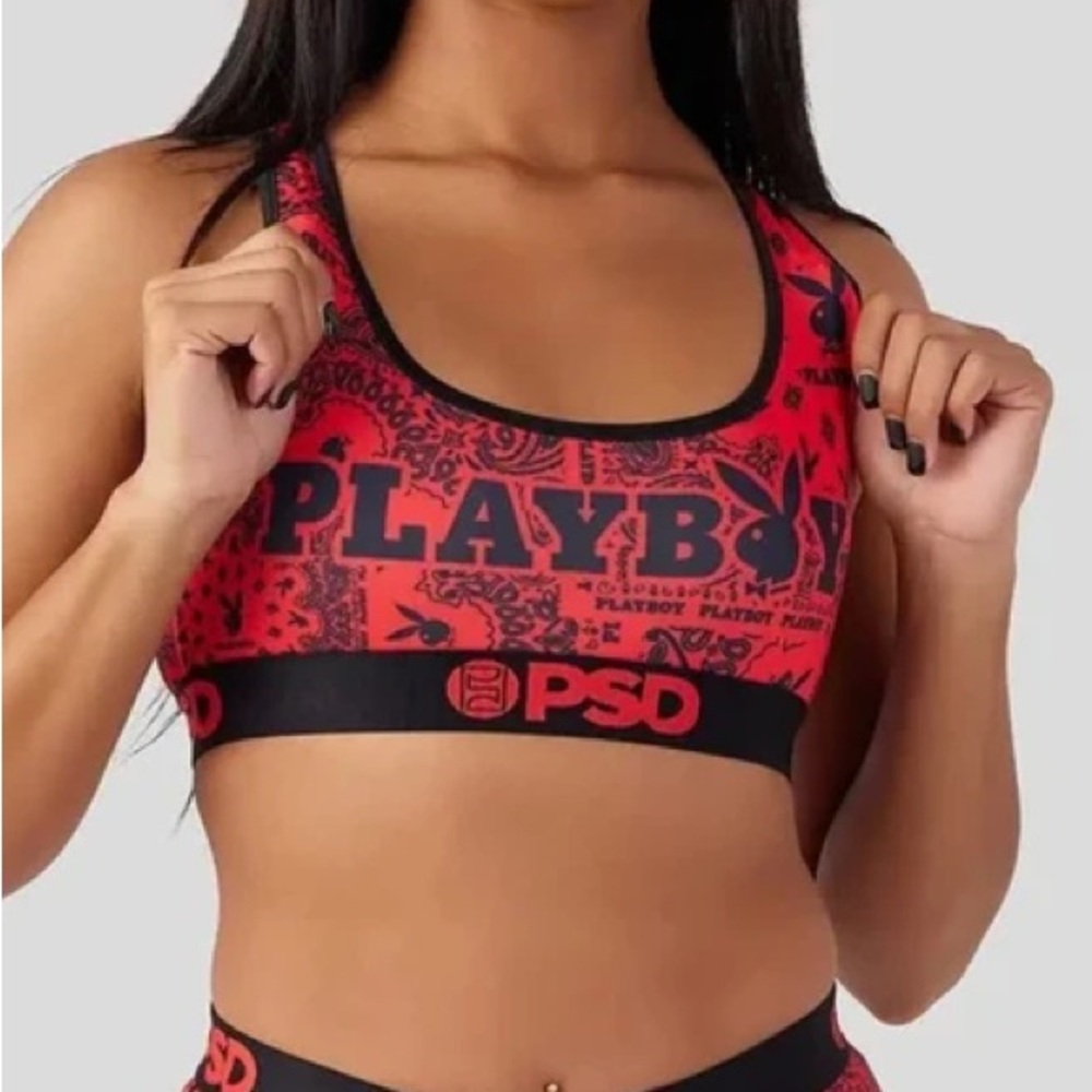 PSD x Playboy Red Paisley Sports Bra